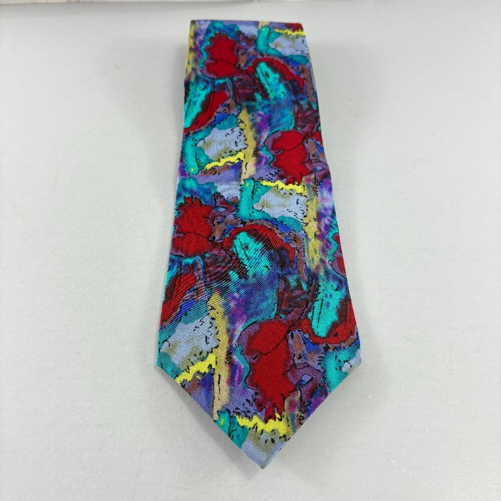 J. Garcia Dogs Collection Five Purple Abstract Men's Tie 4" x 60" Vintage